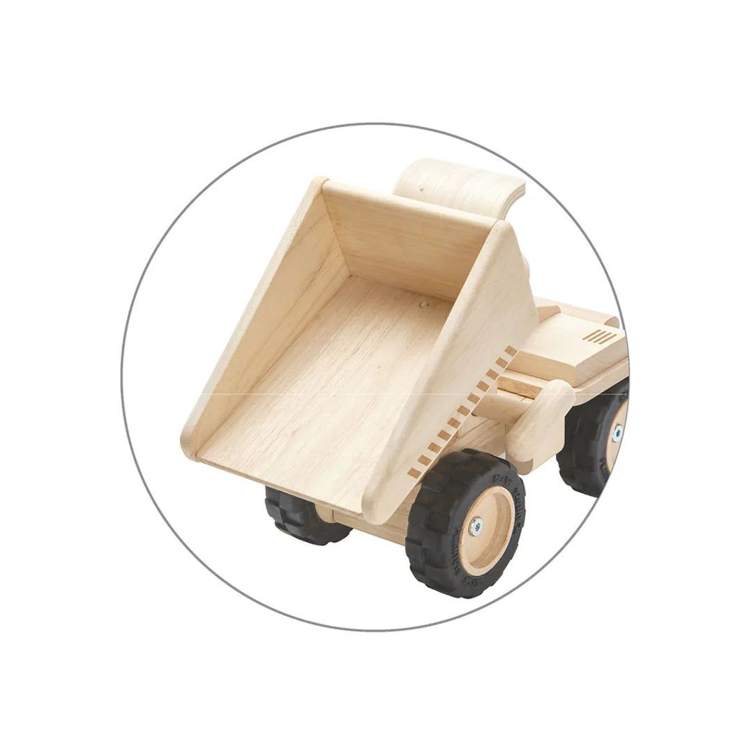 PlanToys Dump Truck Toys - tilting cargo bed feature from back