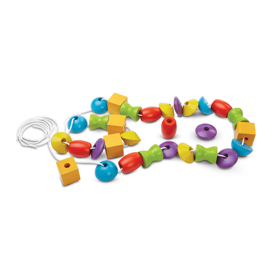 Colorful PlanToys Lacing beads wooden beads with lacing string