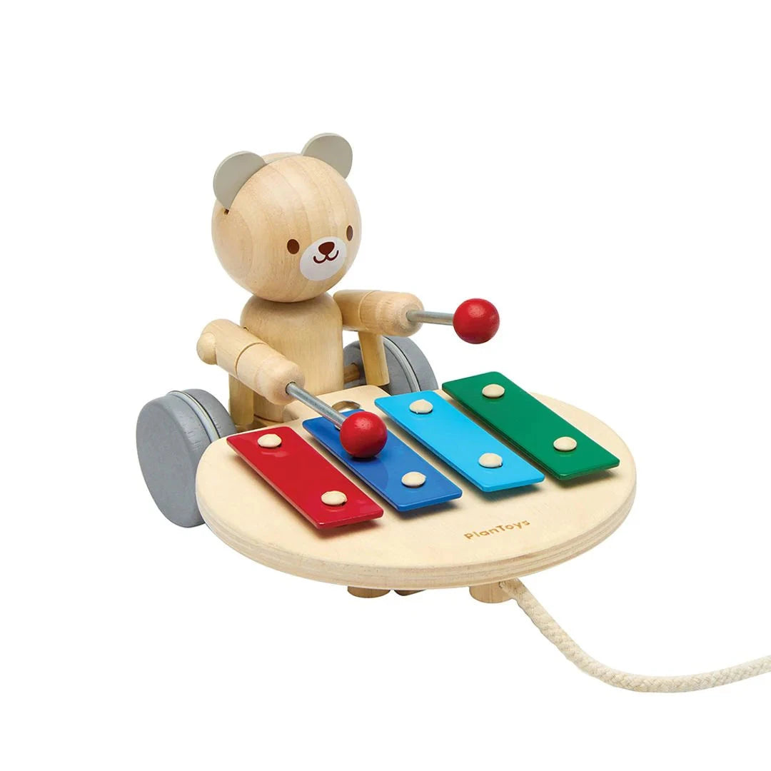 PlanToys Pull Along Musical Bear Toys 
