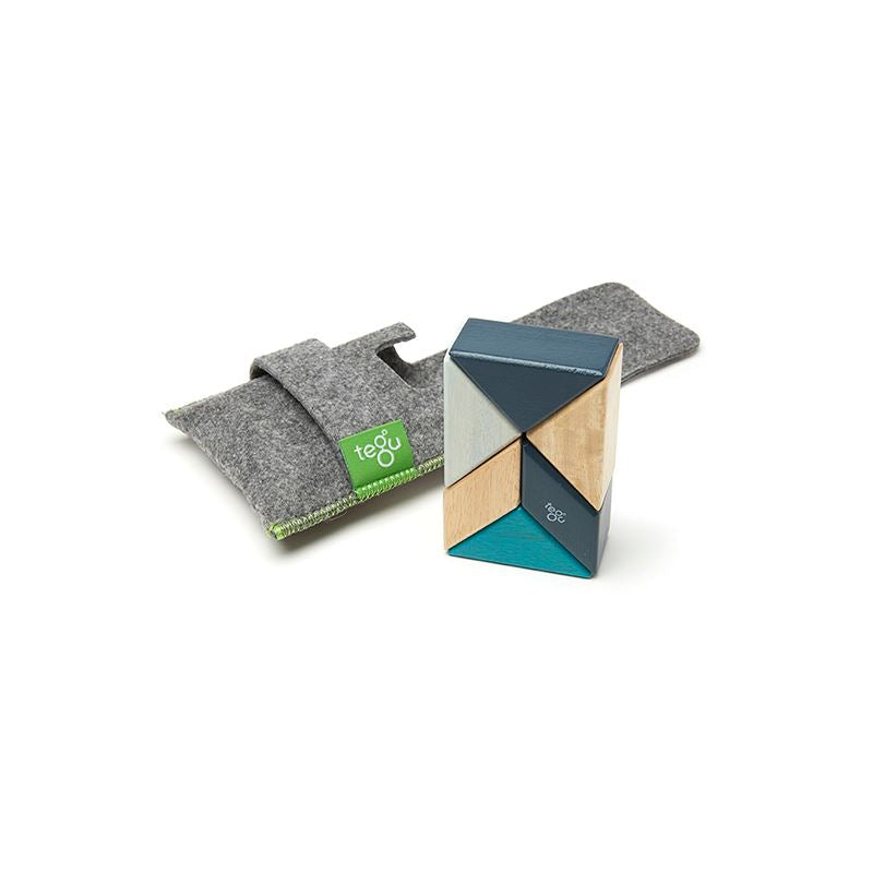 Pocket Pouch Prism <br>Magnetic Wooden Blocks <br>6 pieces Blues 