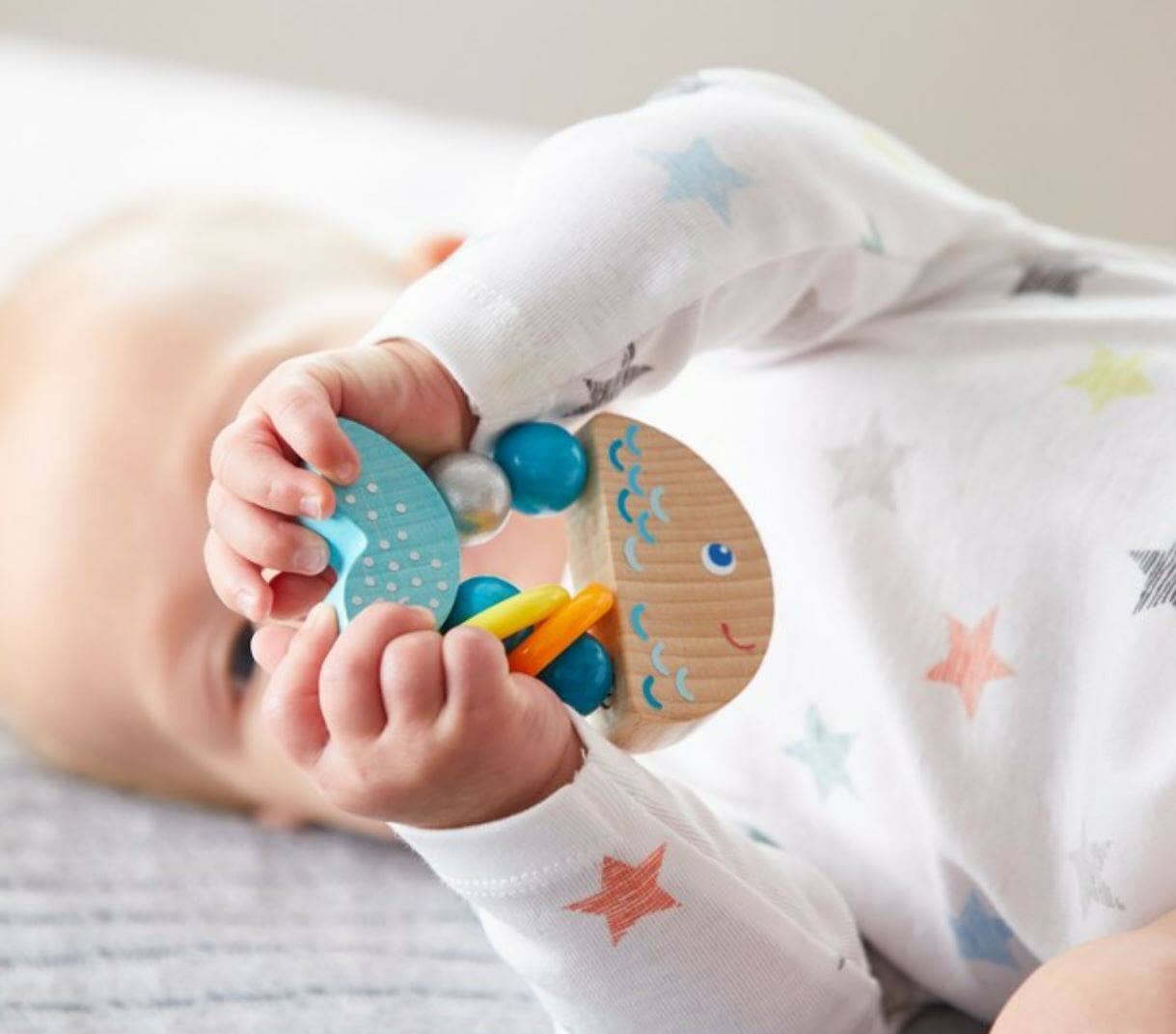 Rattlefish Wooden Baby Rattle Wooden Baby 