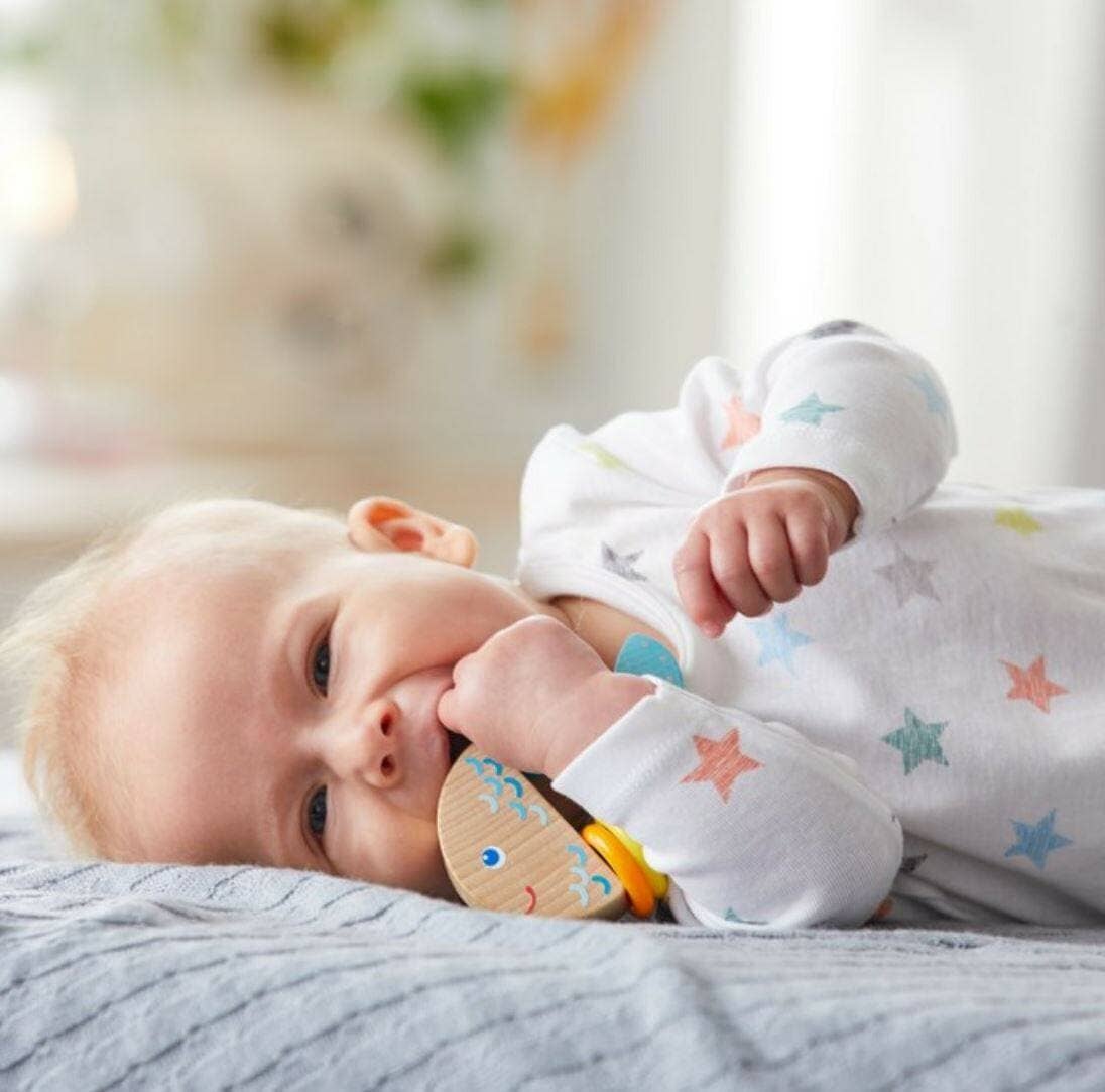 Rattlefish Wooden Baby Rattle Wooden Baby 