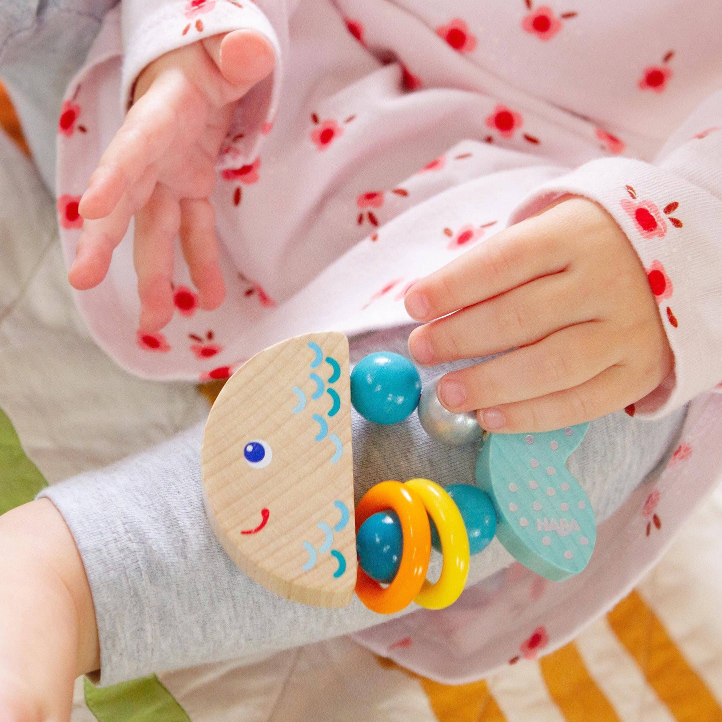 Rattlefish Wooden Baby Rattle Wooden Baby 