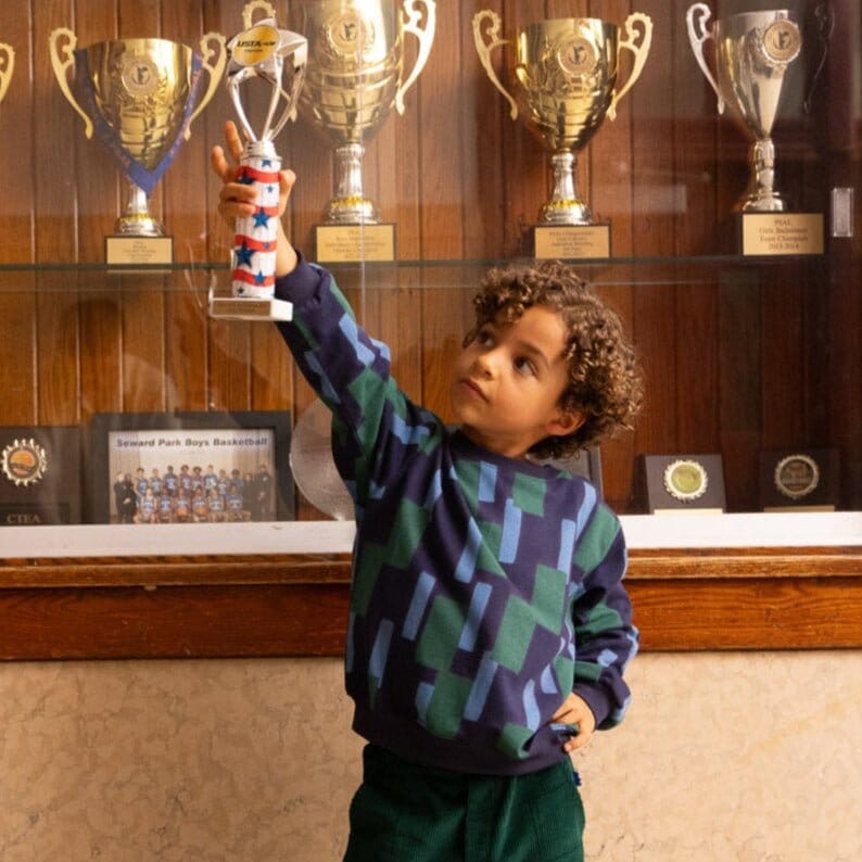 Recycled Cotton Blue Block Sweatshirt sweatshirt 