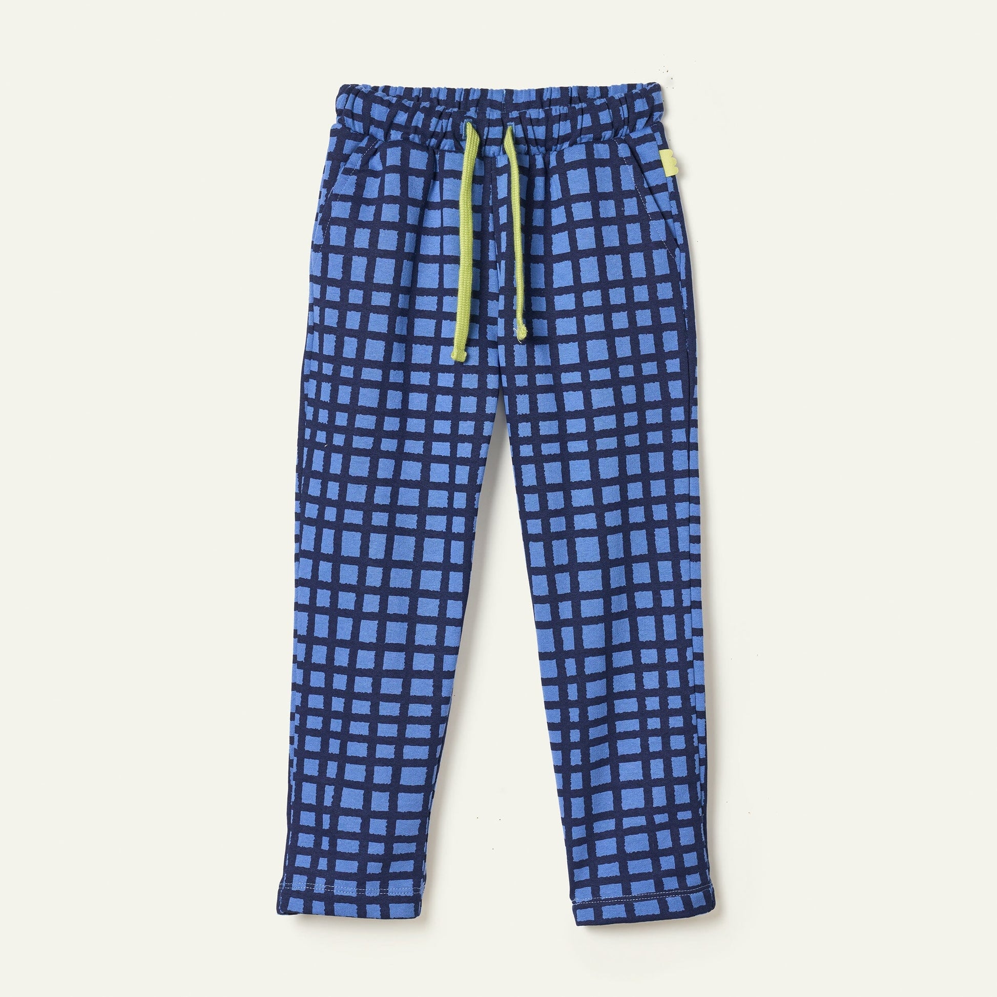 Recycled Cotton Blue Grid Jogger Joggers 