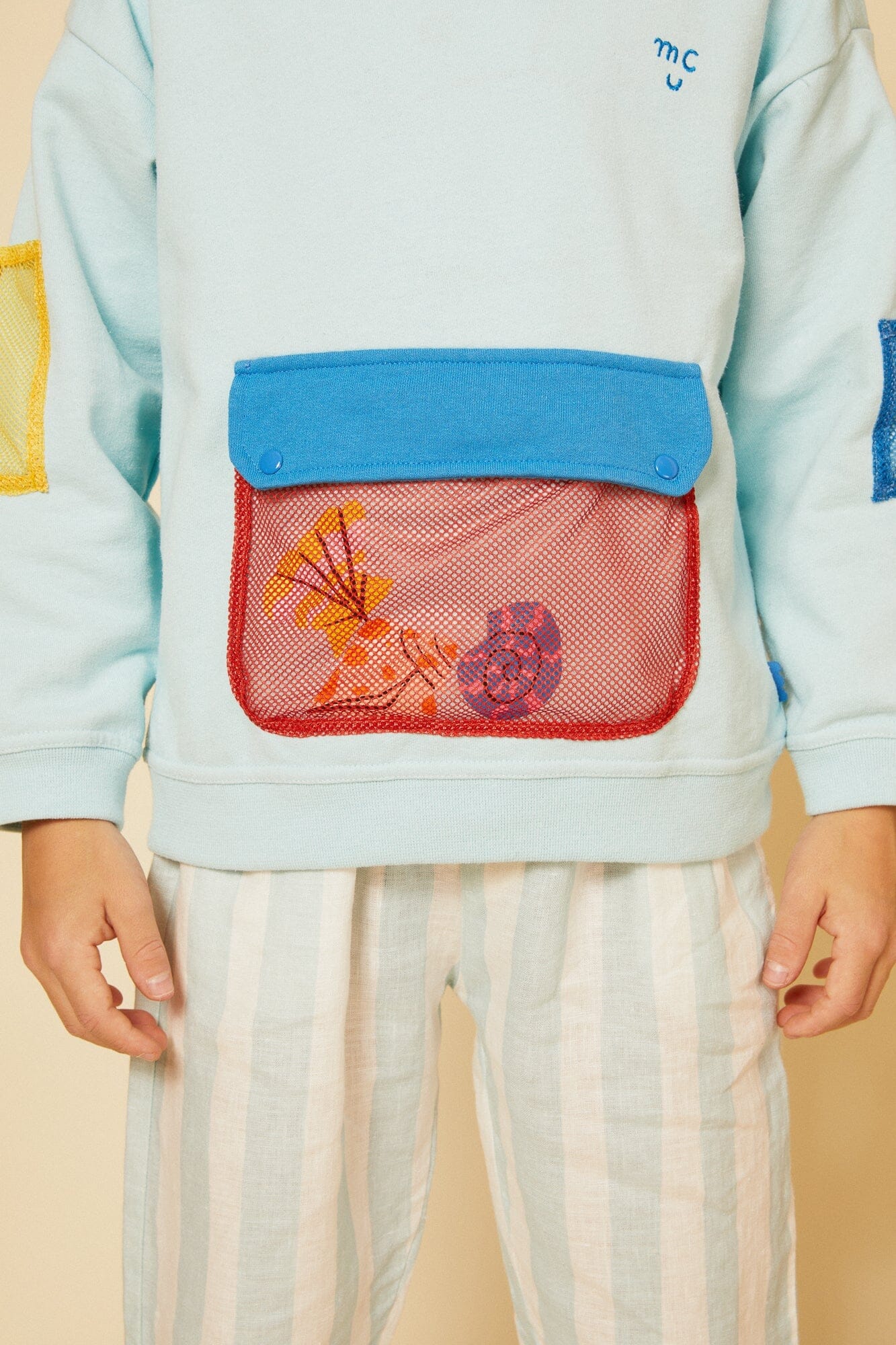 Recycled Cotton Blue Pocket Kid Sweatshirt Sweatshirt 