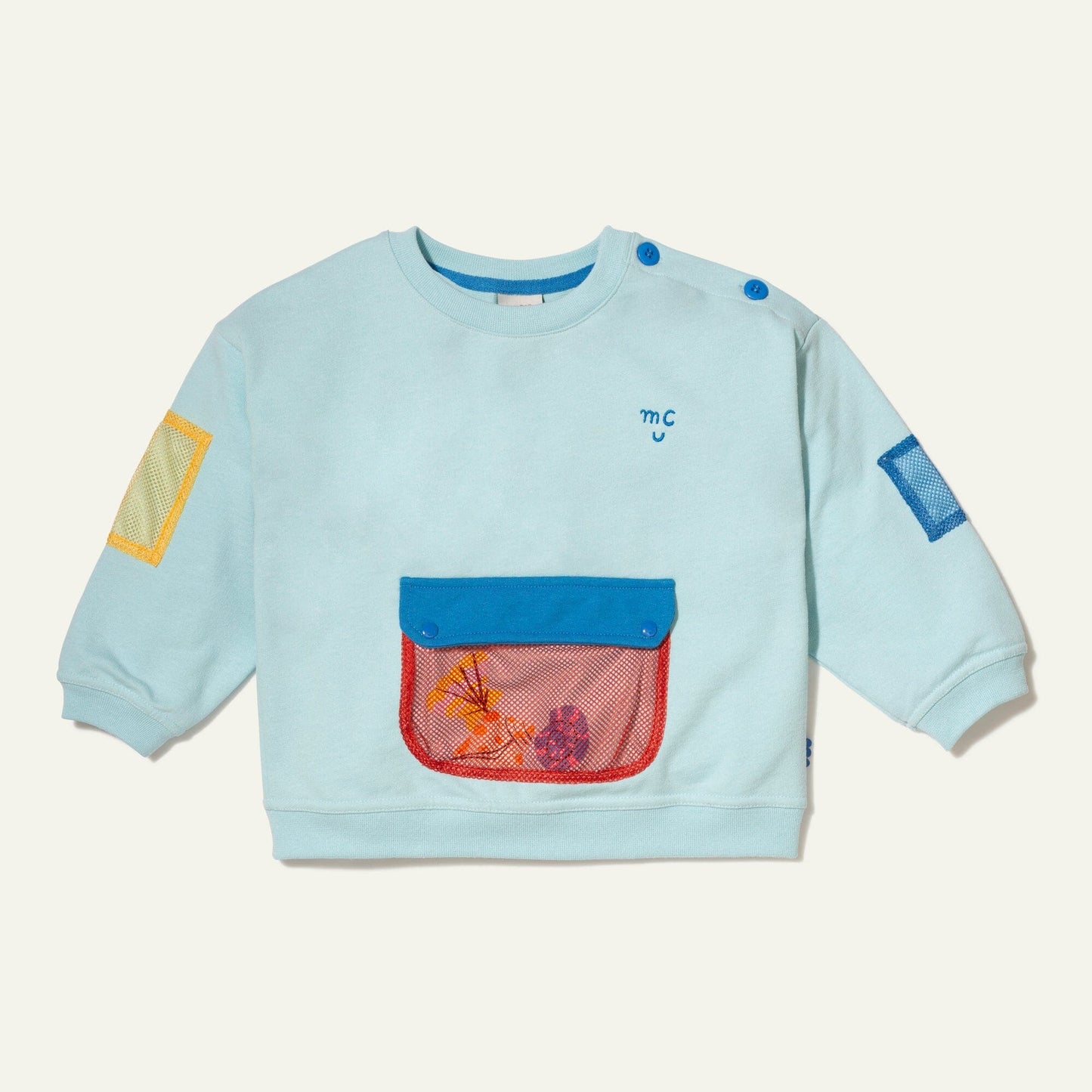 Recycled Cotton Blue Pocket Kid Sweatshirt Sweatshirt 