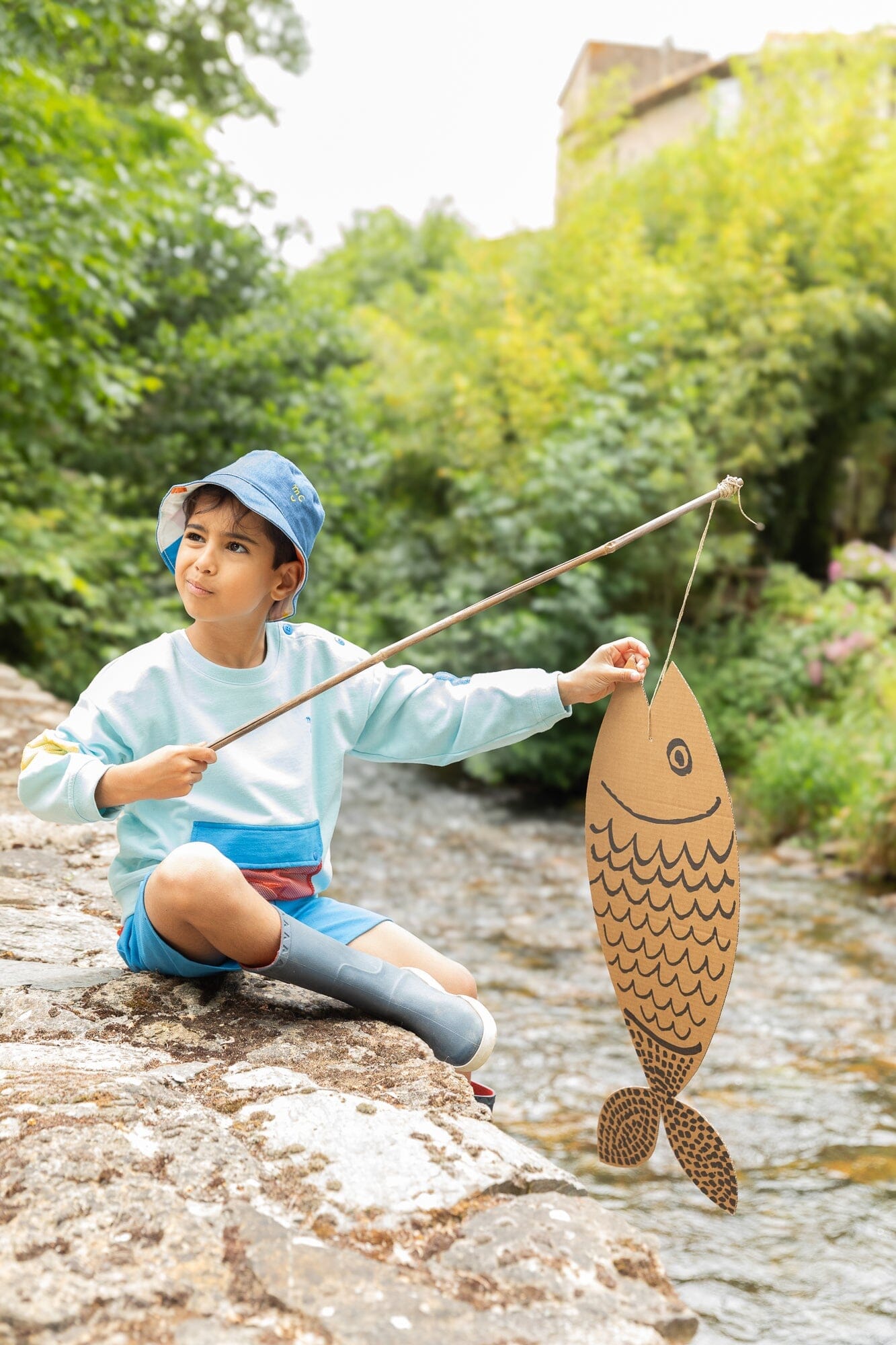 Recycled Cotton Blue Pocket Kid Sweatshirt Sweatshirt 