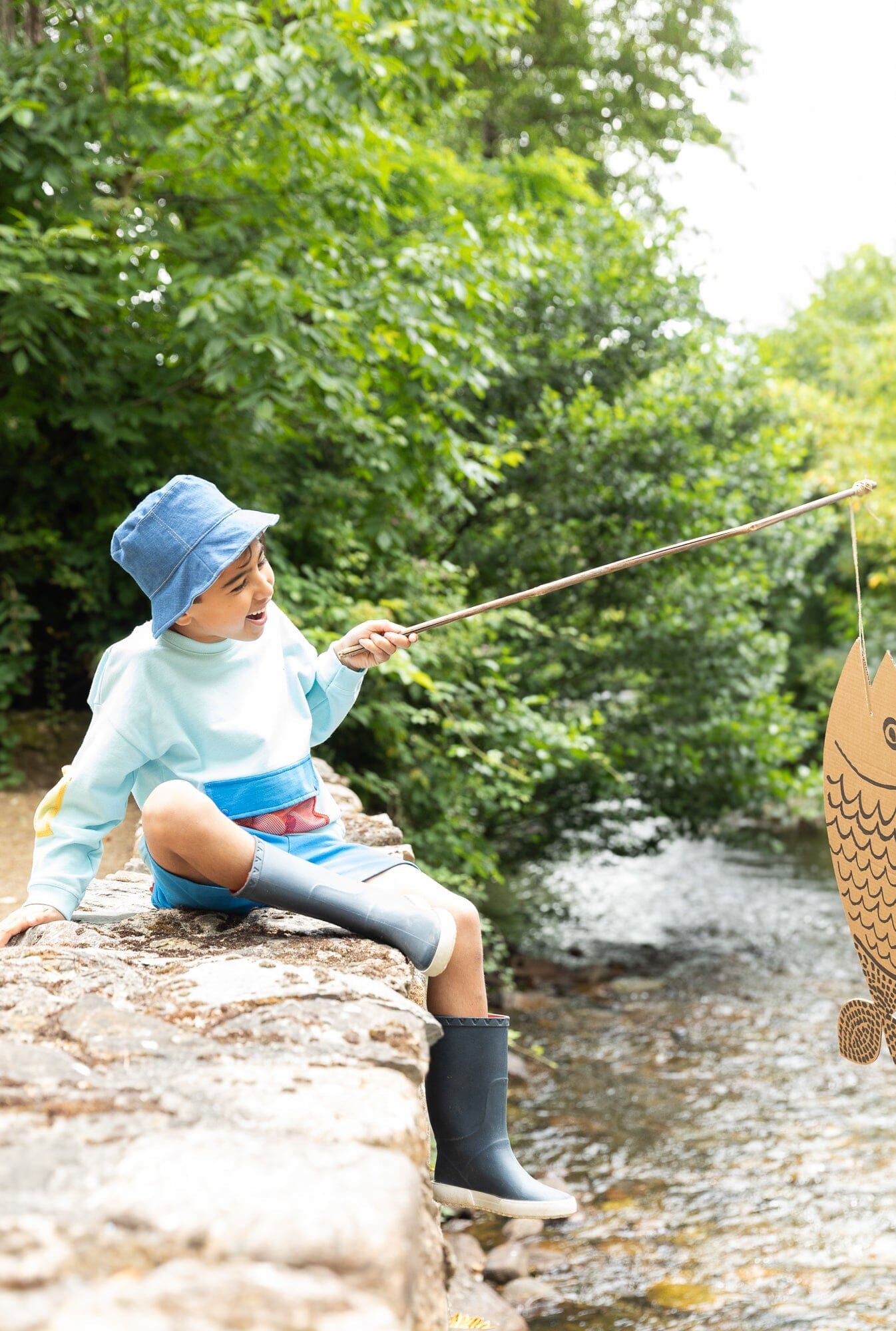Recycled Cotton Blue Pocket Kid Sweatshirt Sweatshirt 
