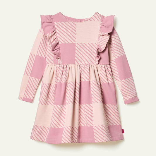 Recycled Cotton Buffalo Check RuffleDress Dresses 