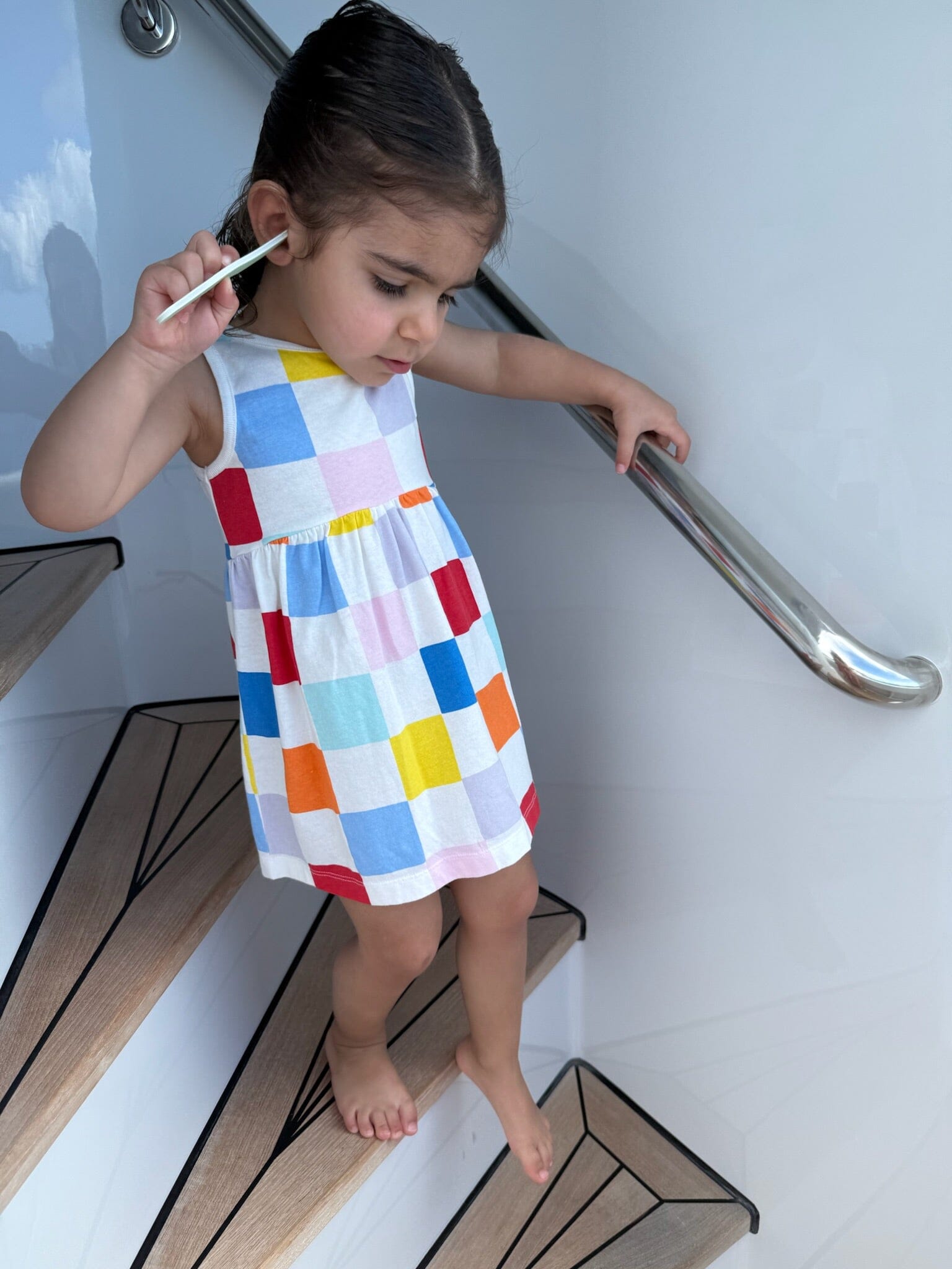 Recycled Cotton Checkered Baby Tank Dress Dresses 