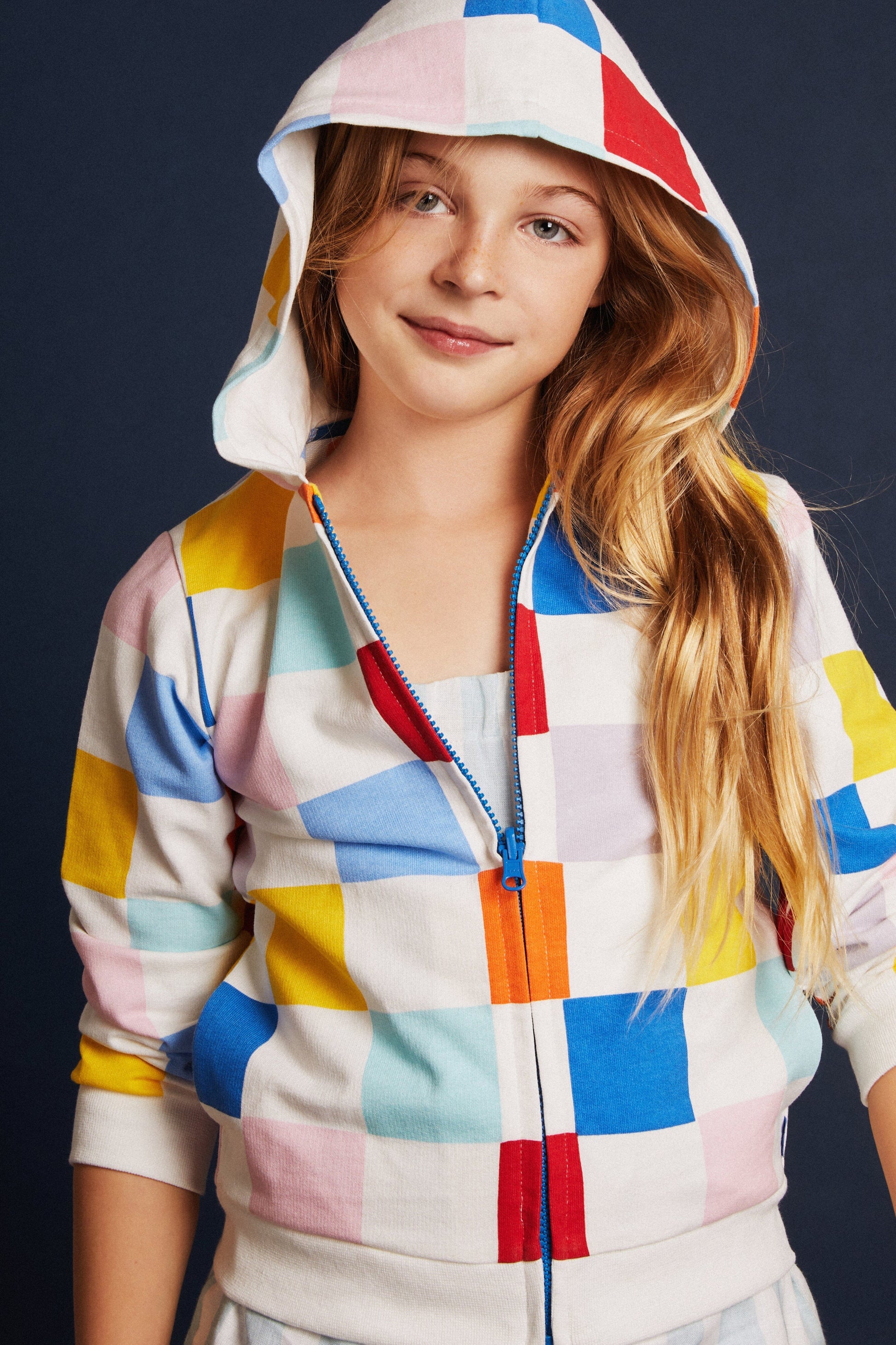 Recycled Cotton Checkered Kid Hoodie Hoodie 