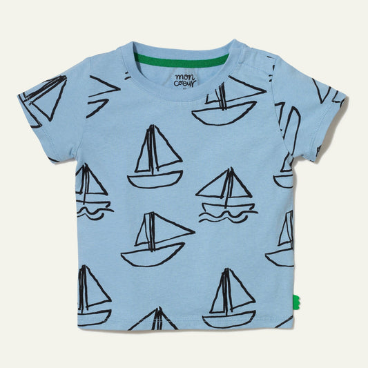 Recycled Cotton Sailboat Print Baby T-Shirt Shirts/Tops 