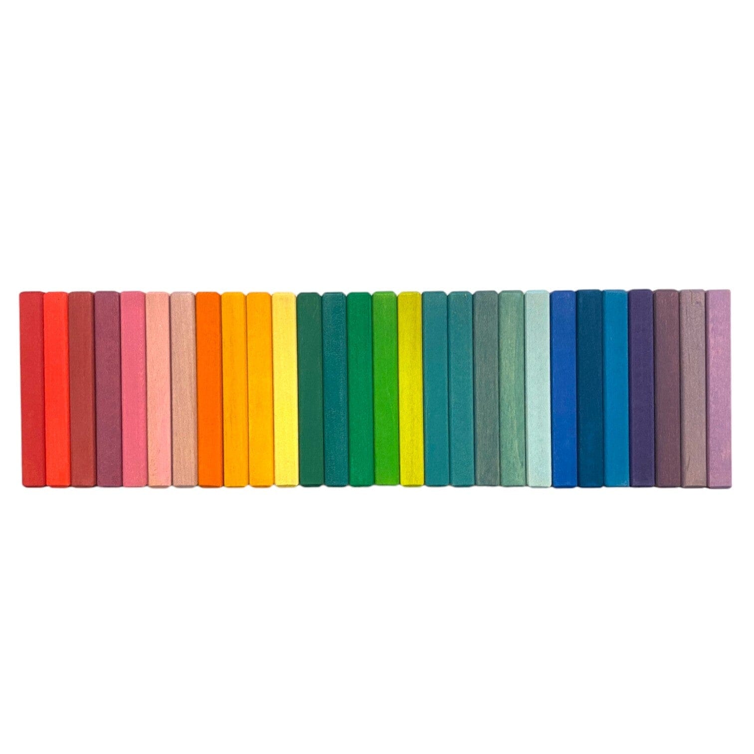 Green Elephant Home and Toys - Stained Wooden Rainbow Building Slats - 28 Pc