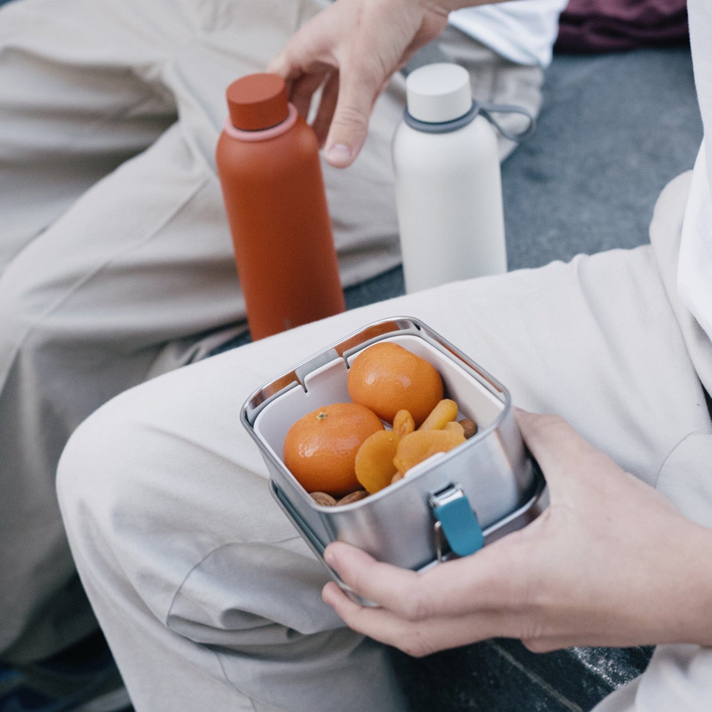 Stainless Steel Lunch Box with heat safe insert - Blue Abyss 