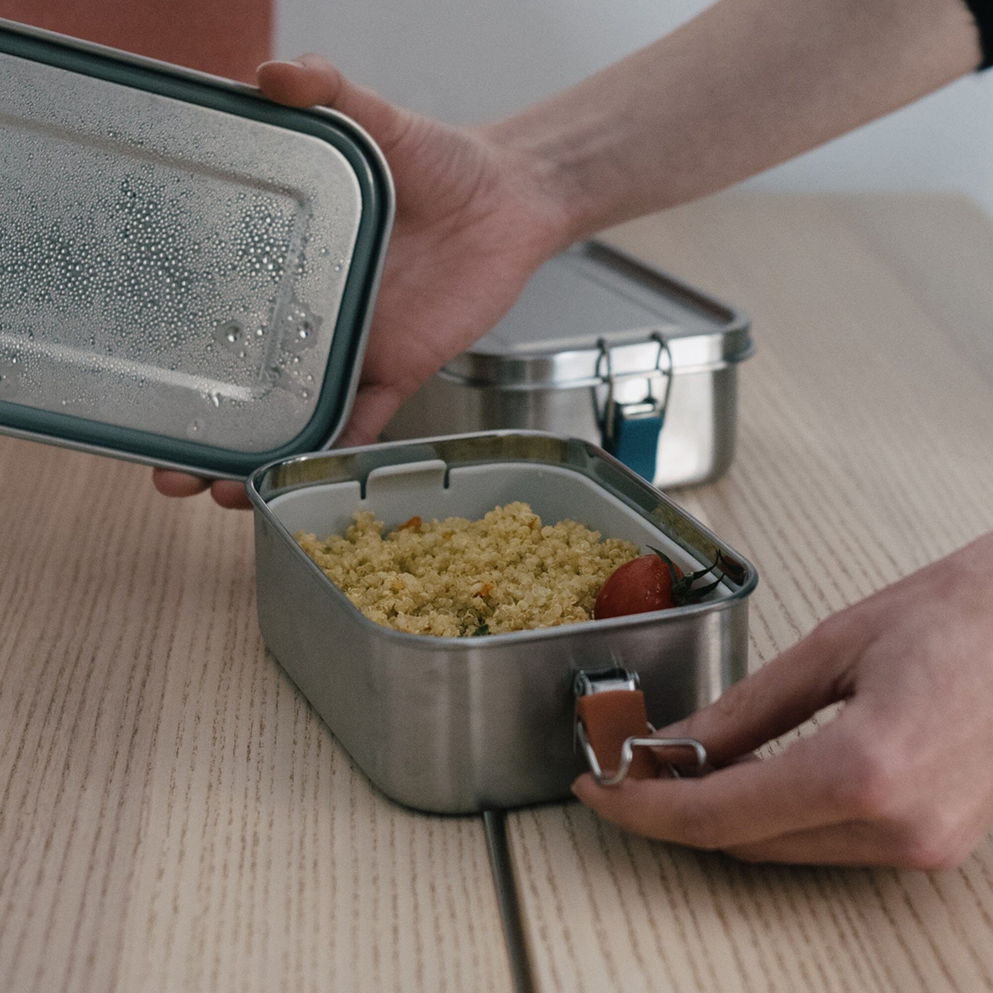 Stainless Steel Lunch Box with Heat Safe Insert - Terracotta 