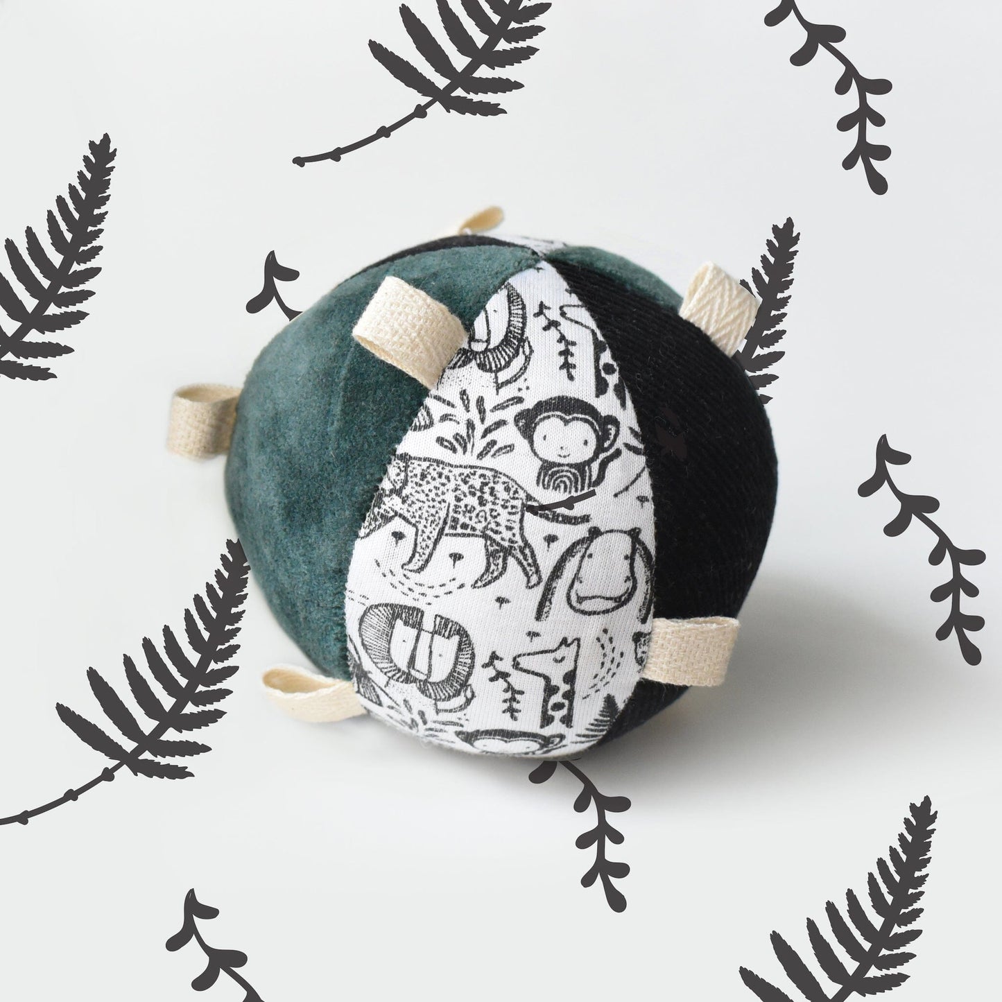 Wee Gallery - Taggy Ball with Rattle - Wild