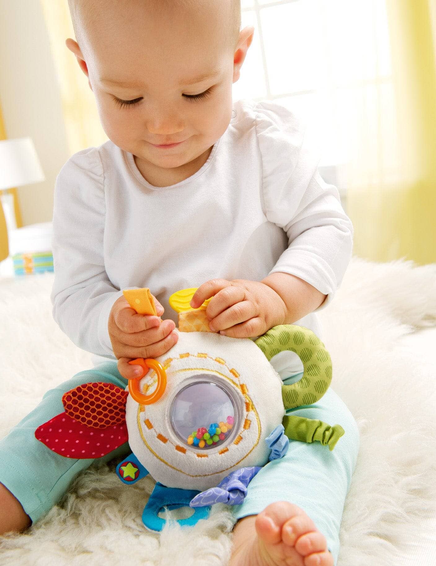 Teether Cuddly Rainbow Round Activity Toy Plush Baby 