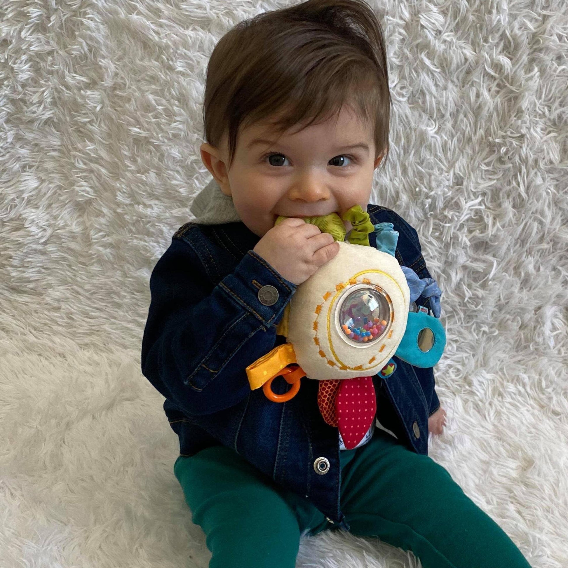 Teether Cuddly Rainbow Round Activity Toy Plush Baby 