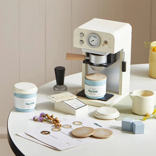 Tiny Land - Tiny Land® Play Kitchen Accessories – Children’s Coffee Maker: Wooden Café Play Set for Kids