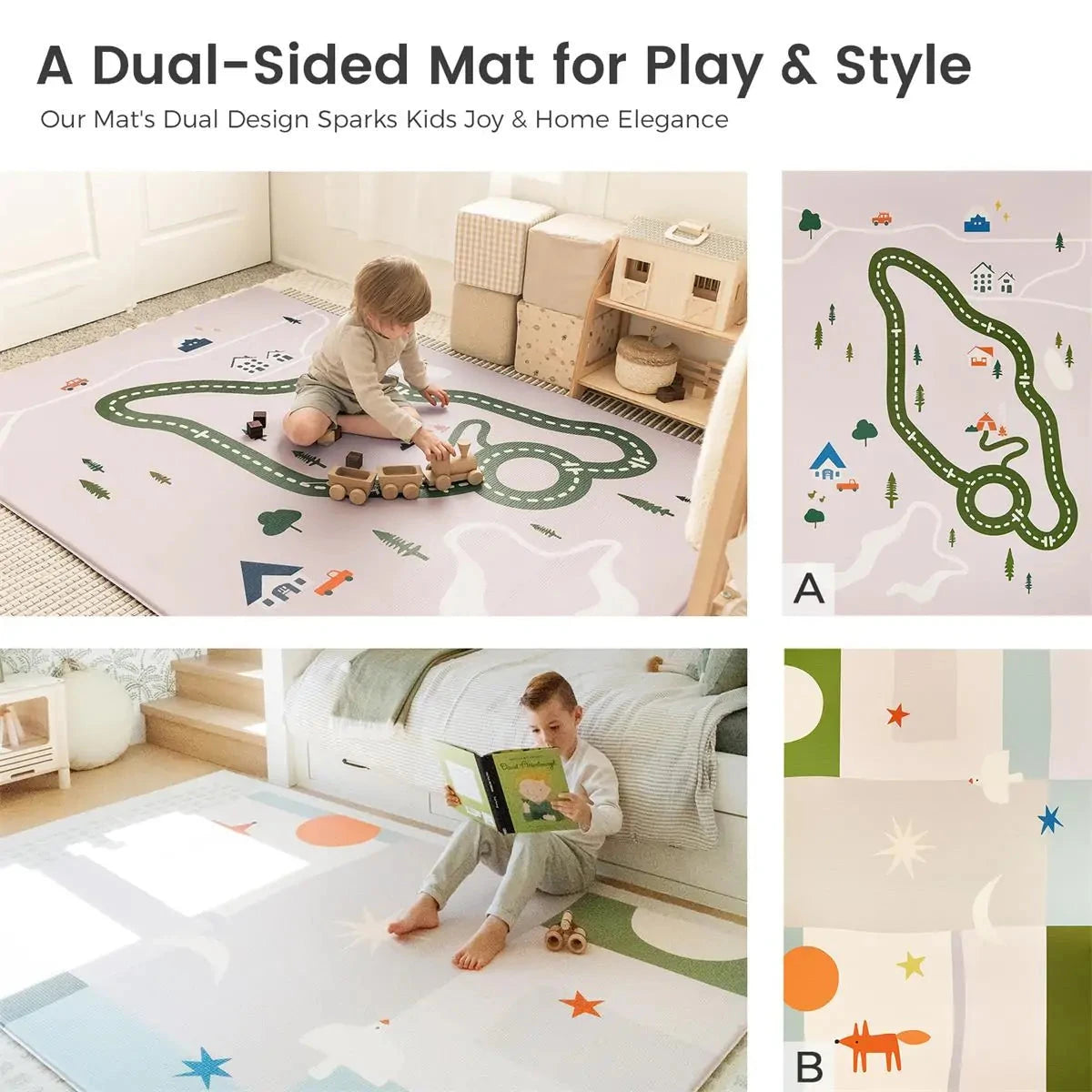 Tiny Land® Double-Sided Baby Playmat Forest Track Wonder Play Mats 
