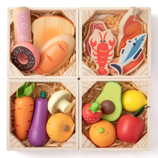Tiny Land® Play Kitchen Accessories – Wooden Play Food for Play Kitchen Pretend Play 