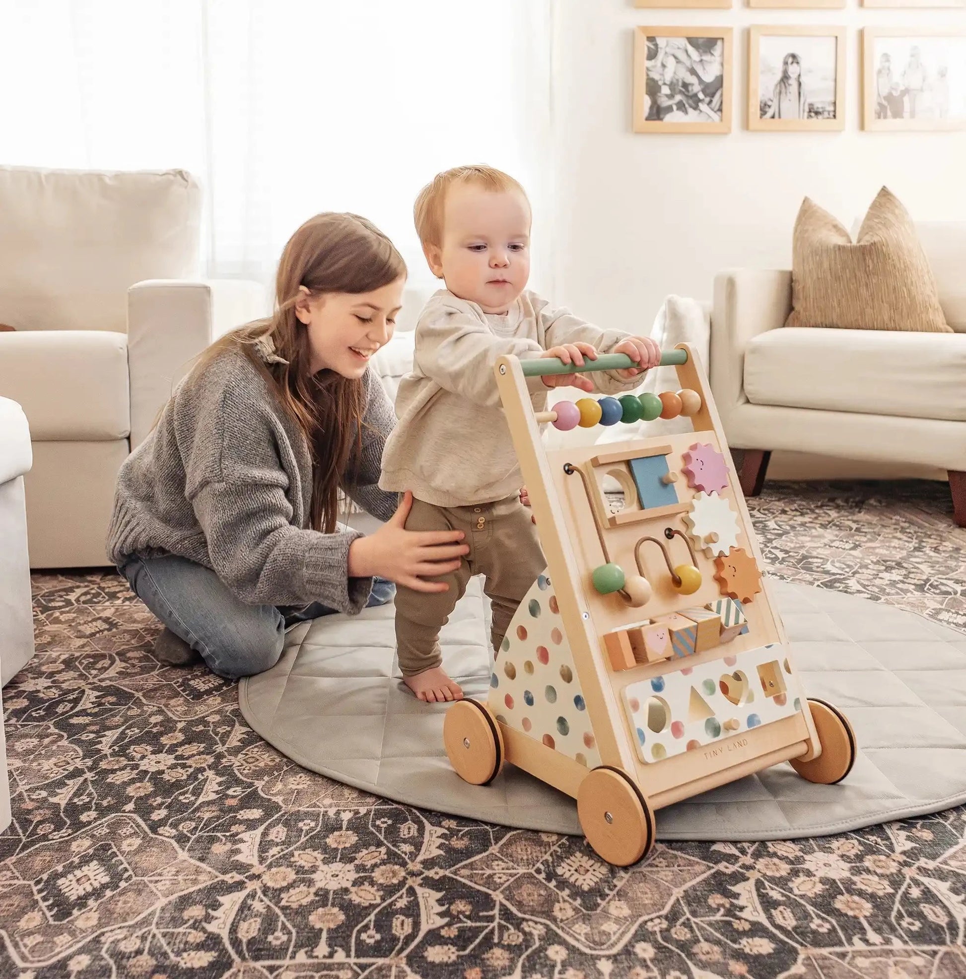 Tiny Land® Versatile Natural Wooden Baby Walker baby walker 