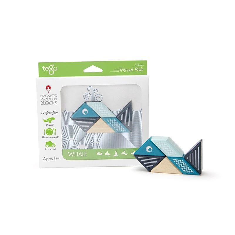 Tegu - Travel Pals Magnetic Wooden Blocks - Whale
