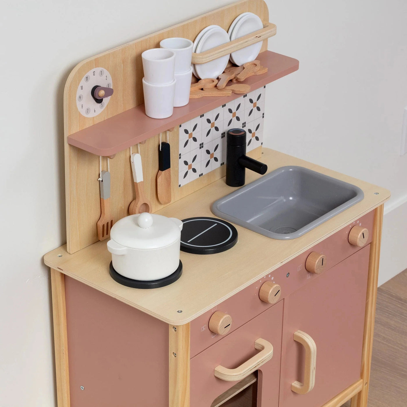 Wooden Play Kitchen And Accessories Toys Top view