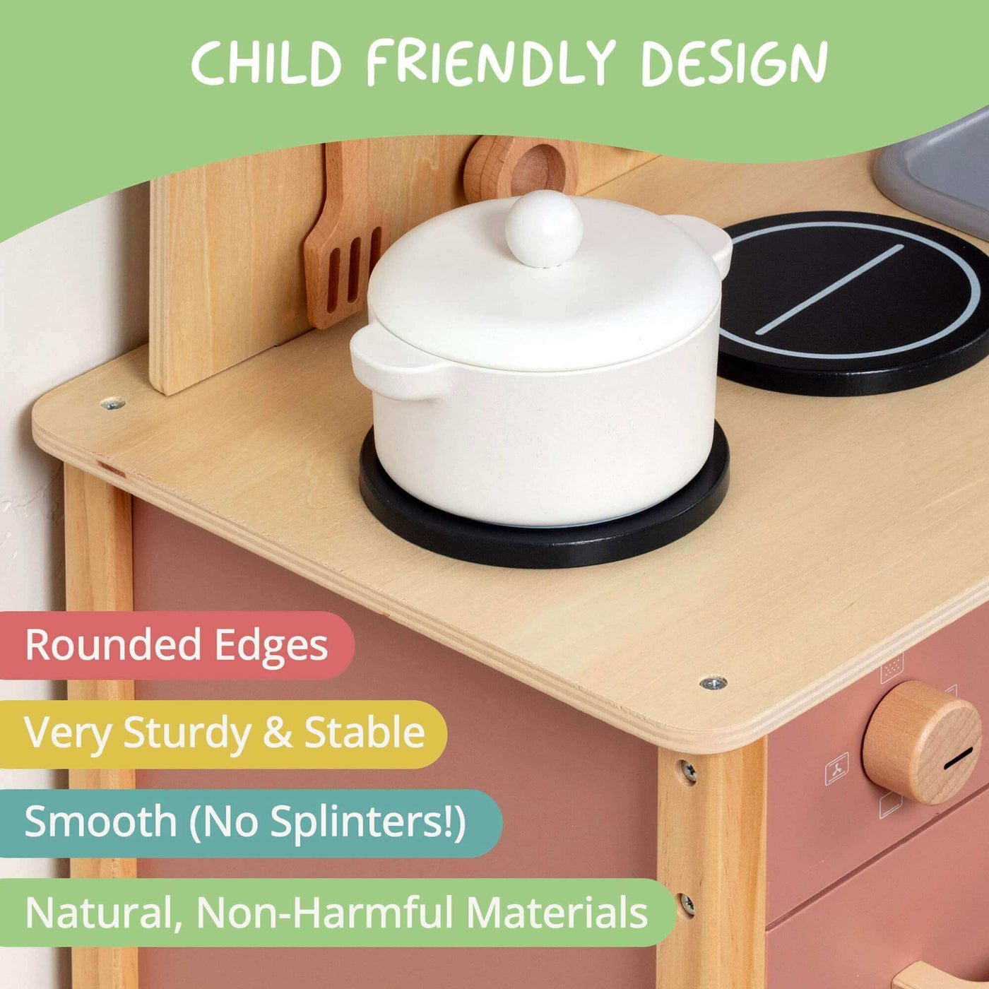 Wooden Play Kitchen And Accessories Toys 