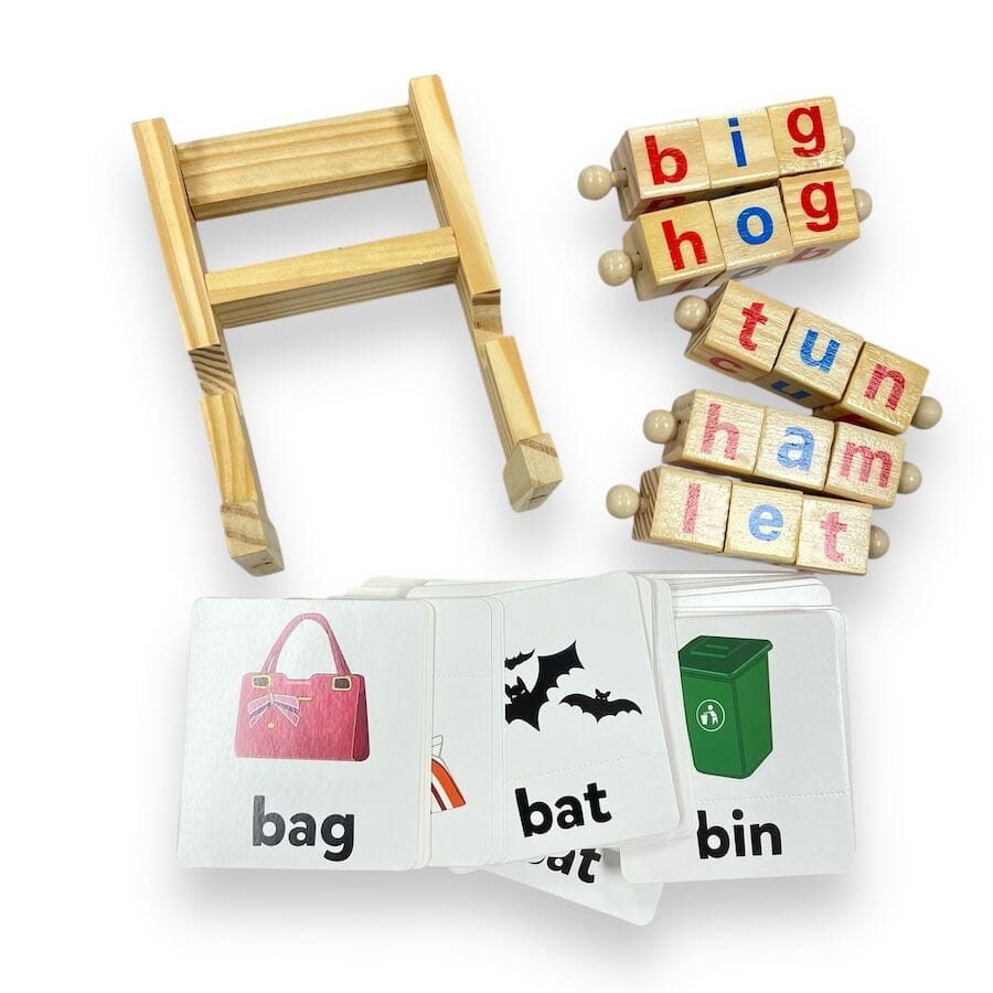 Wooden Reading Blocks & Spelling Game Toys 