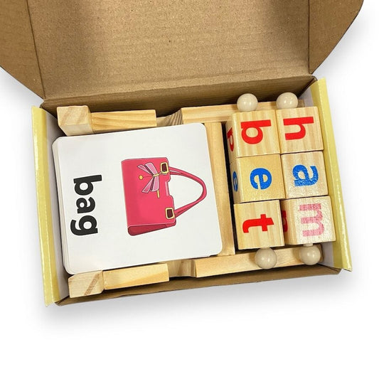 Wooden Reading Blocks & Spelling Game Toys 