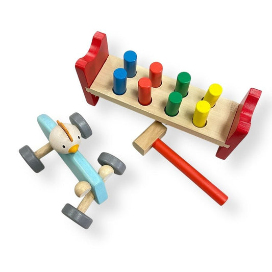 Wooden Toy Bundle with Pounding Bench Toys 