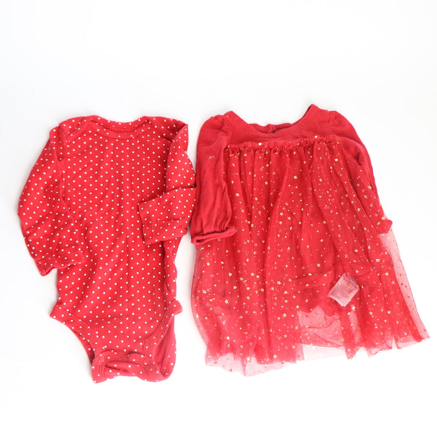 Baby Gap Holiday Dress & Carter's Onesie 12-18M 