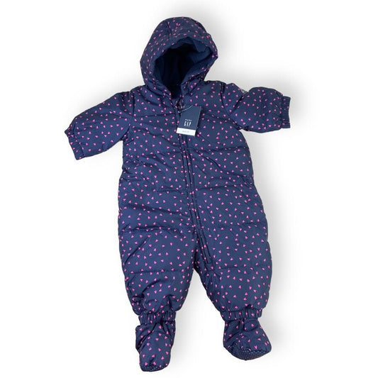 Baby Gap - Baby Gap Navy Heart Print Snowsuit 0 - 6M