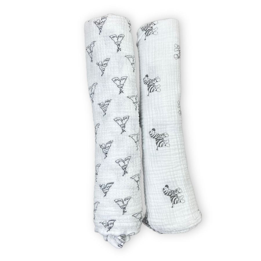 TOYCYCLE - Cotton Muslin B&W Swaddle Blanket Bundle