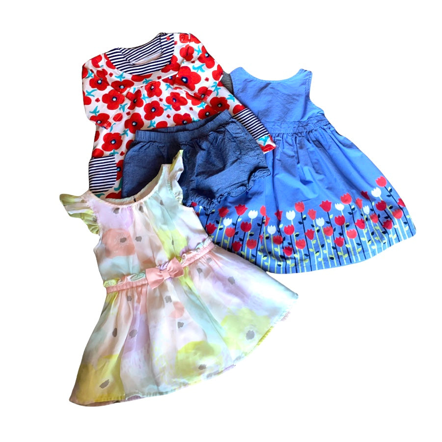 Dresses, Top, and Diaper Cover Bundle 12-18M 