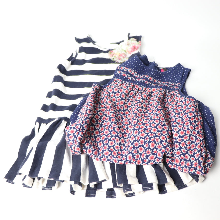 Flowers & Stripes Dress Set Size 5 