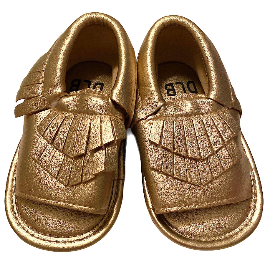 Gold Toddler Tassel Non-Slip Rubber Sole Sandals 2Y 