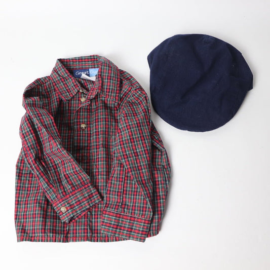 TOYCYCLE - Great Guy Plaid Button - Up & Cap 18 - 24M