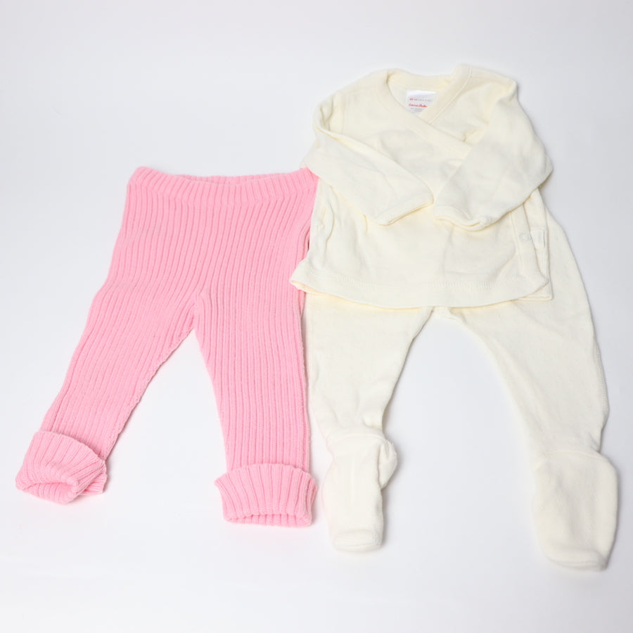 Hanna Andersson Eyelet Outfit & Ribbed Leggings 3-6M 
