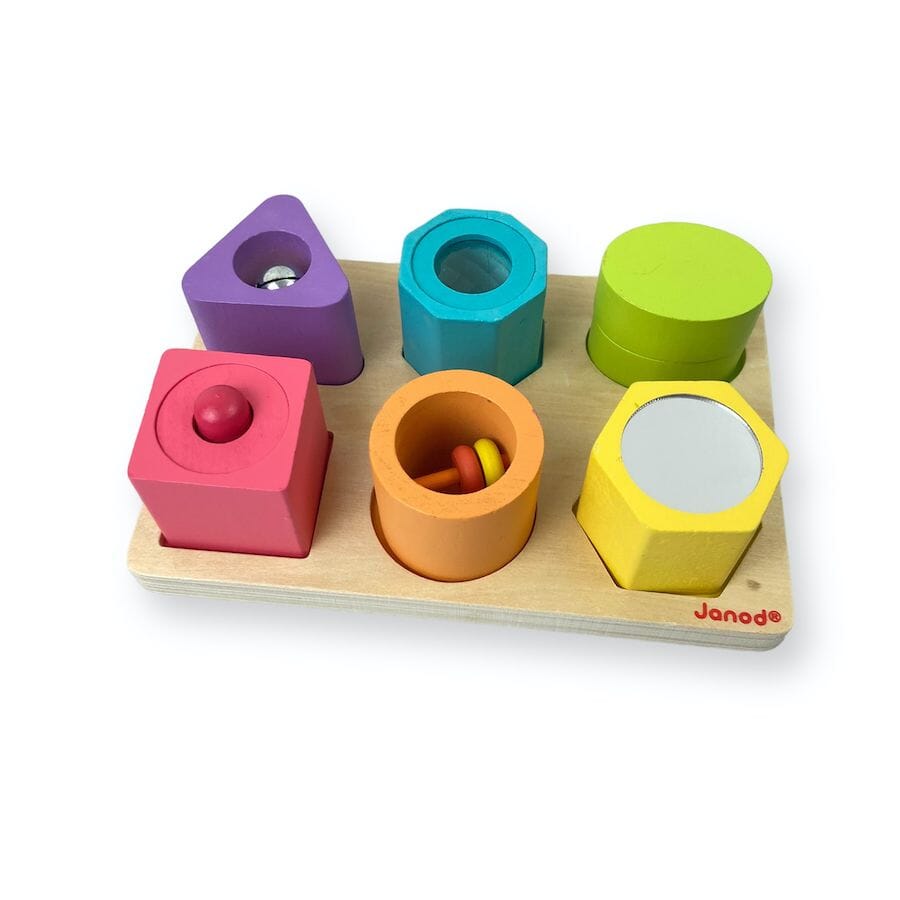 Janod I Wood Shapes & Sounds Block Puzzle Toys 