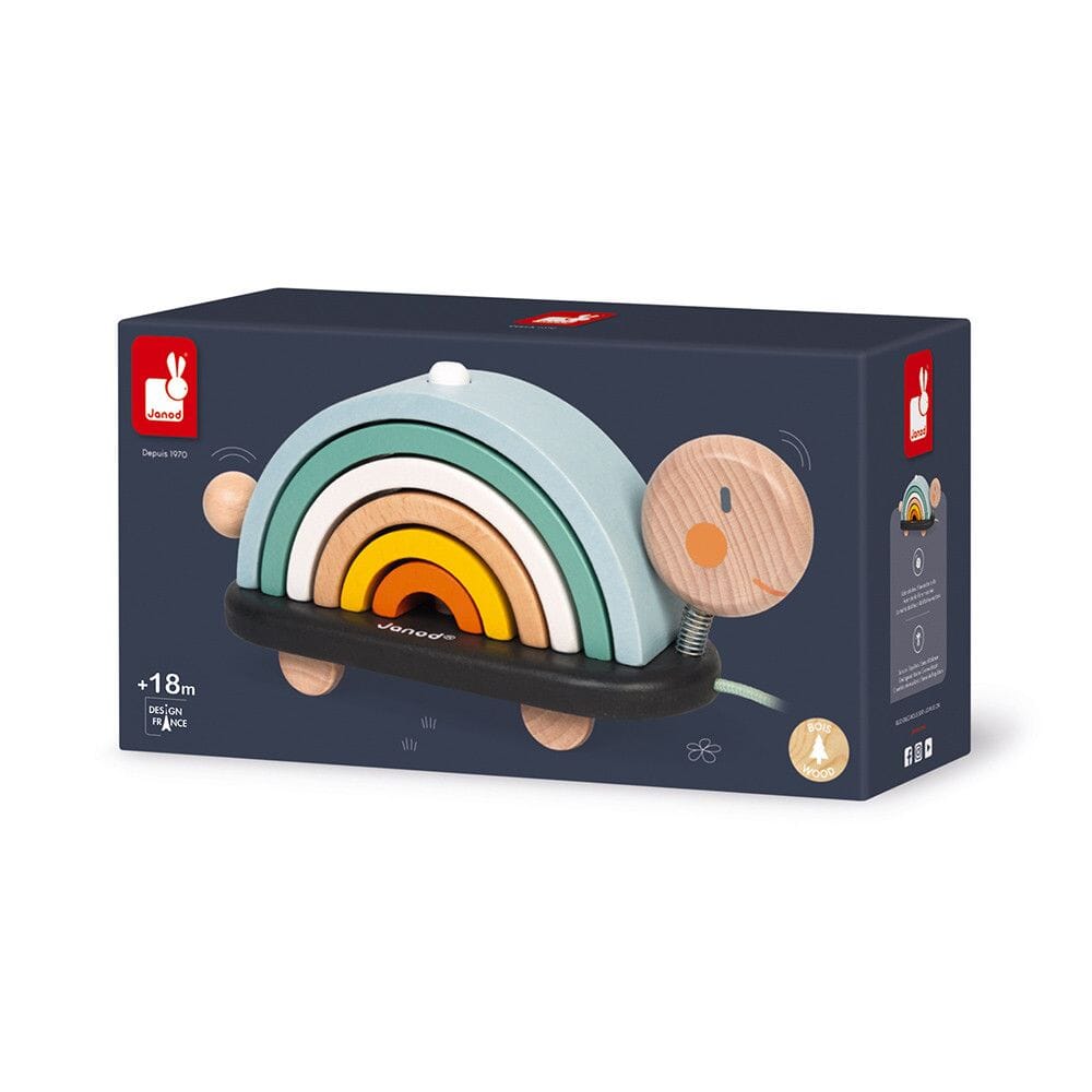 Janod - Janod Sweet Cocoon Rainbow Turtle Pull - Along