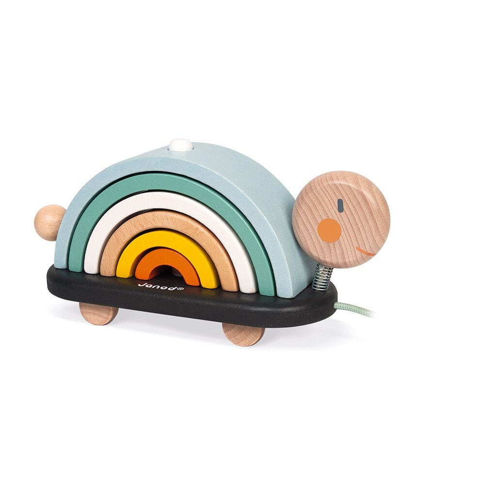 Janod Sweet Cocoon Rainbow Turtle Pull-Along Toys 