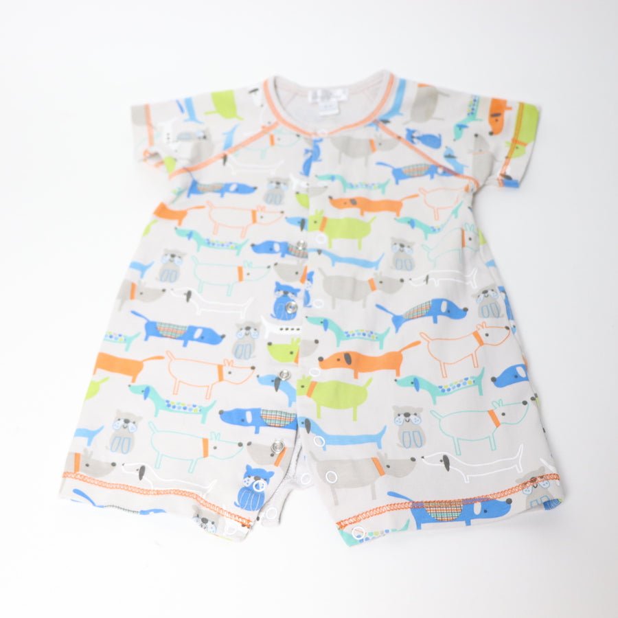 TOYCYCLE - Kissy Kissy Playtime Pups Short Playsuit 6 - 9M