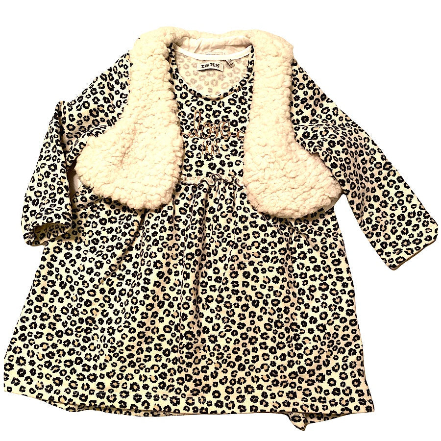 Leopard Dress & Furry Vest 18M 