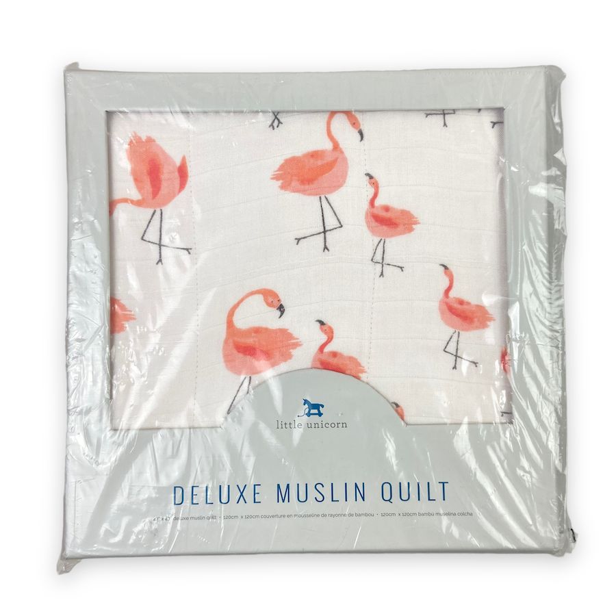 Little Unicorn Deluxe Muslin Quilt - Flamingos 