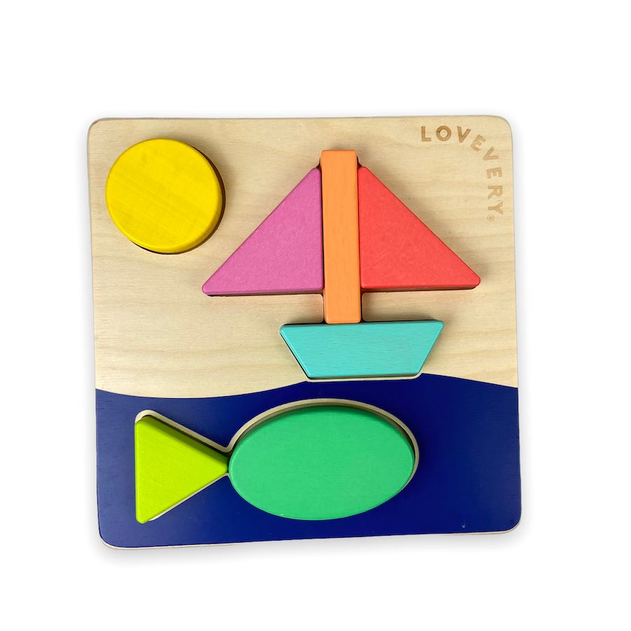 Lovevery Double-Sided Sunny Day Shapes Puzzle 