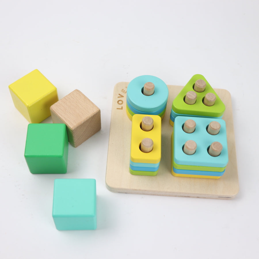 Lovevery Sort & Stack Peg Puzzle & Stacking Blocks 
