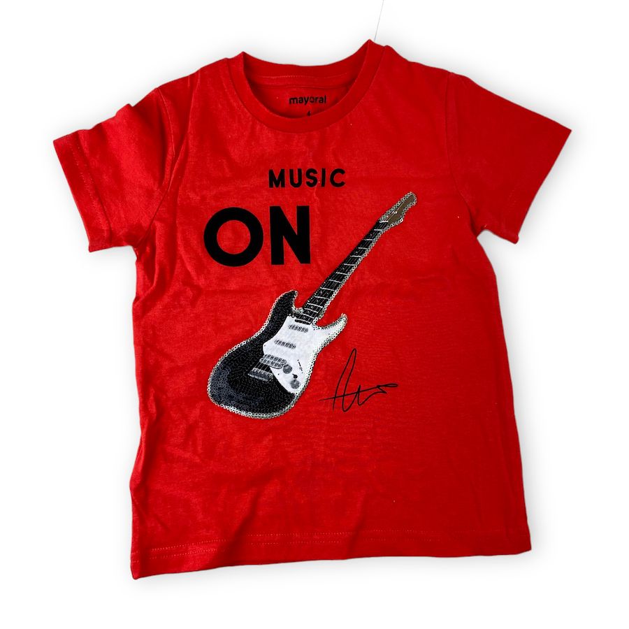 Mayoral Music ON Cotton T-Shirt 4Y Clothing